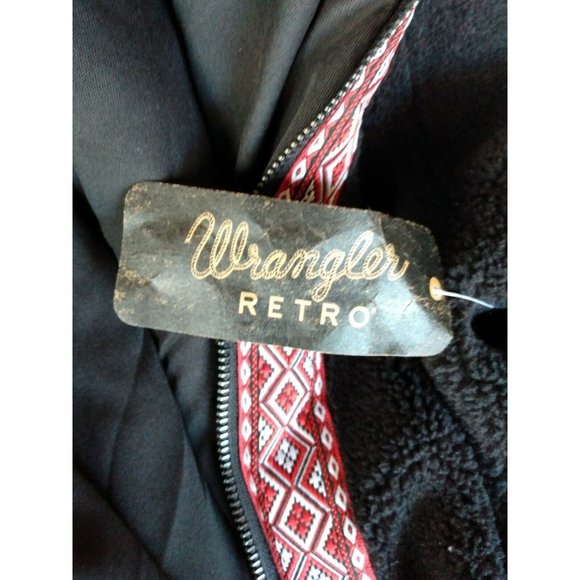 New Women's Wrangler Retro Black Sherpa Southwest Style Full Zip Jacket Size S - Picture 2 of 6